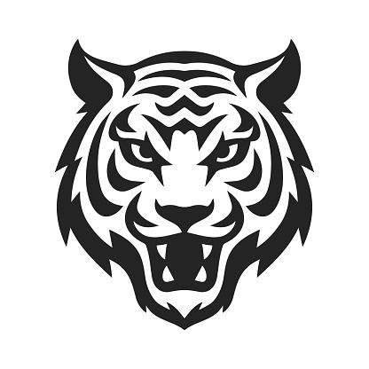 Wildcat tiger icon. Wild cat emblem. Angry animal head design. Vector illustration.