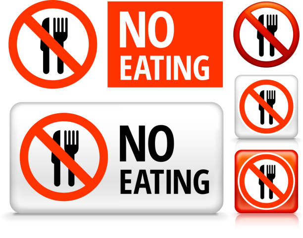 kein essen lizenzfreie vektorgrafik knöpfen - no eating sign law eating stock-grafiken, -clipart, -cartoons und -symbole