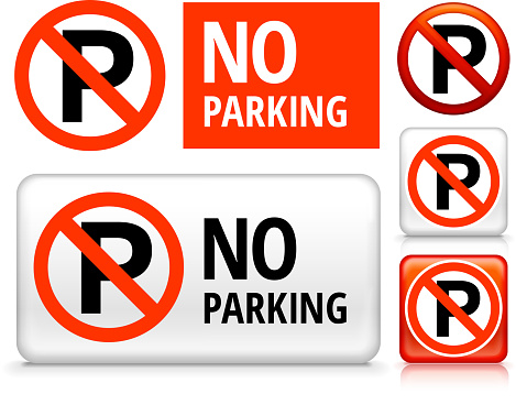 No Parking Icon on Signs, Buttons, and Banners