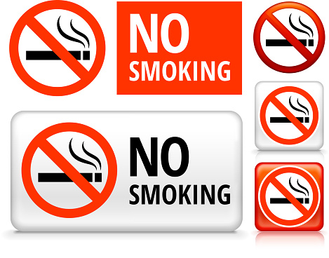 No Smoking Icon on Signs, Buttons, and Banners