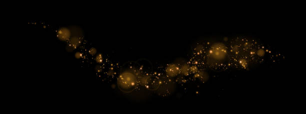 istock Dust sparks and golden stars shine with special light. Vector sparks on black background. Christmas light effect. Sparkling magic dust particles. 1818411212