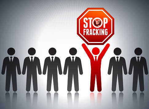 Stop Fracking Business Communication Concept Background with Stick Figures