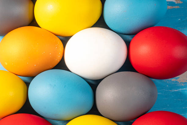 eggs painted in different colors to symbolize the passage of Christian Easter