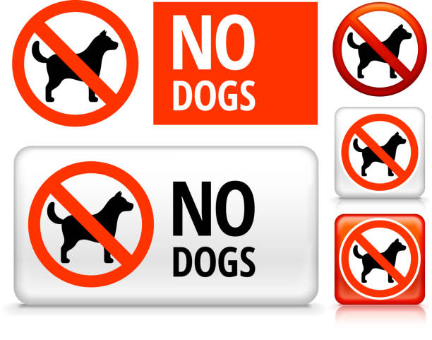 No Dogs royalty free vector art Buttons No Dogs Icon on Signs, Buttons, and Banners mixed breed dog stock illustrations