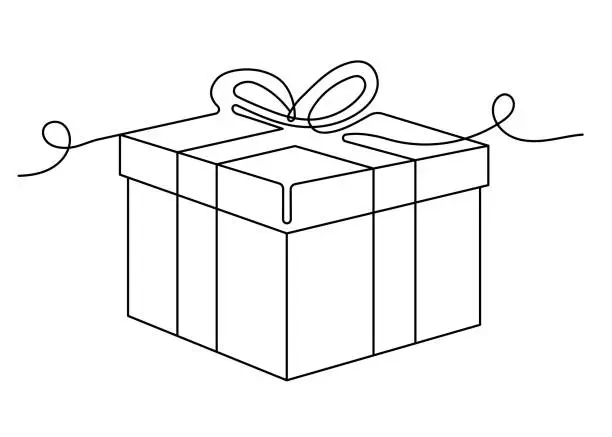Vector illustration of Gift Box Continuous Line Icon