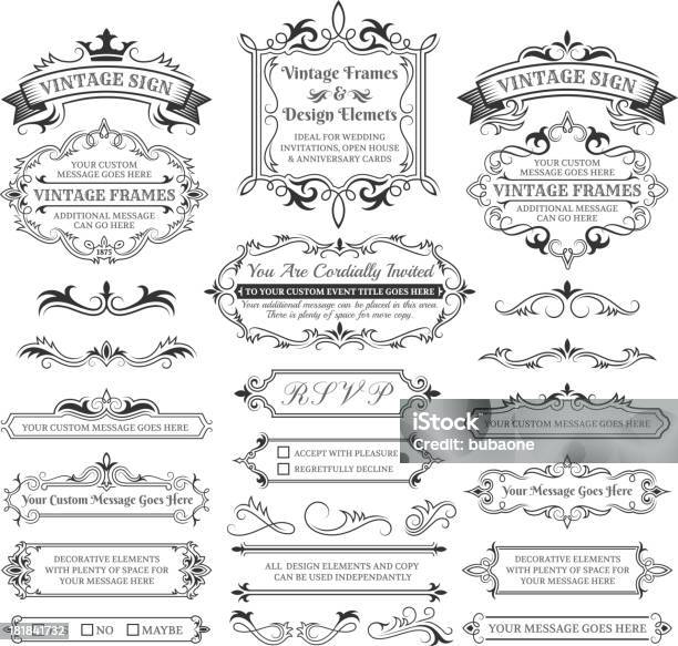 Vintage Labels Frames And Design Elements With Copy Space Stock Illustration - Download Image Now