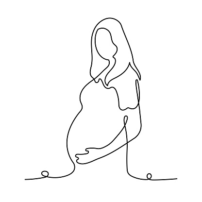 Continuous Line Pregnant Woman Icon Design