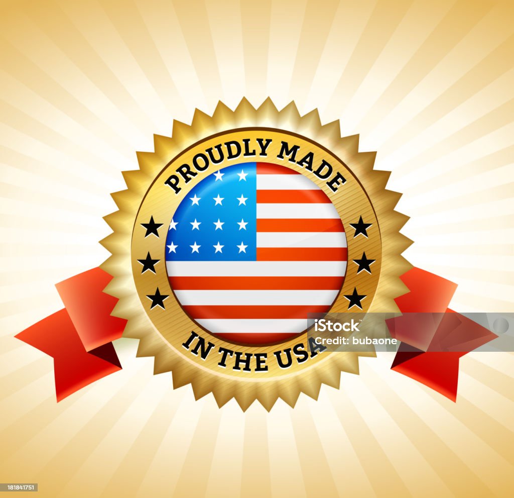 Made in America Gold Badge American Flag stock vector