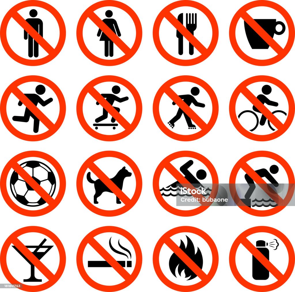 Interdit signe Collection - clipart vectoriel de Panneau Natation interdite libre de droits
