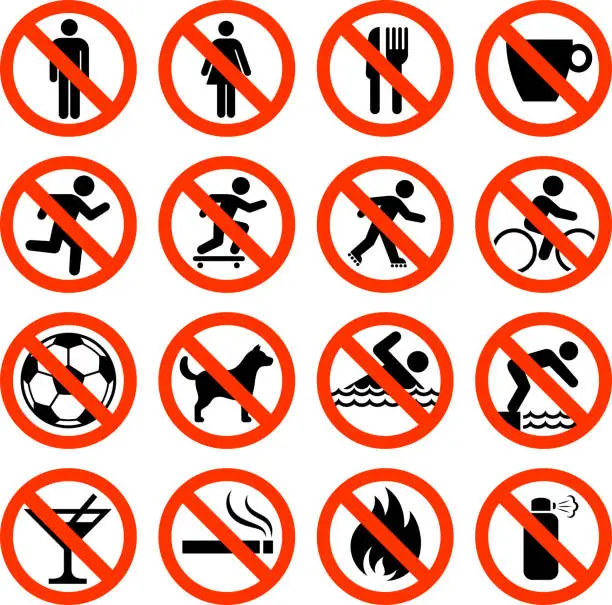 Vector illustration of Not Allowed Sign Collection