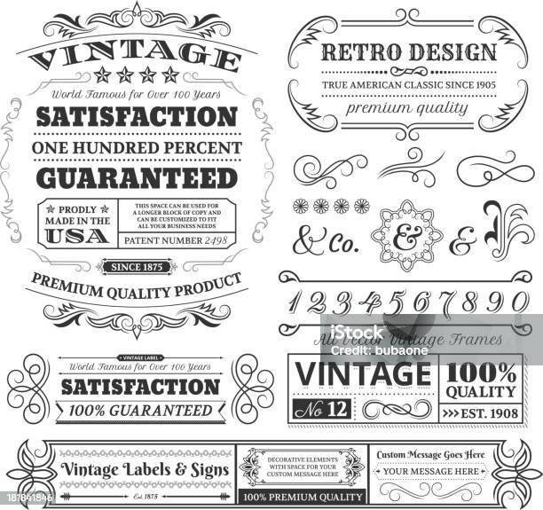 Vintage Labels Frames And Designs On White Space Stock Illustration - Download Image Now - Border - Frame, Old-fashioned, Retro Style