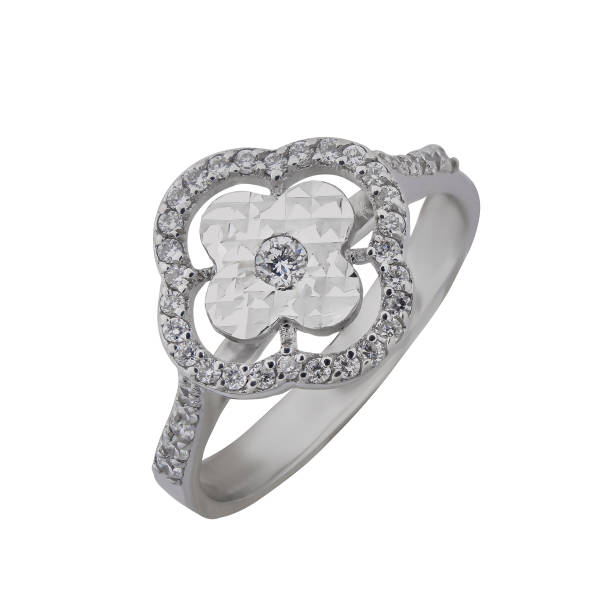 istock Jewelry wedding ring white gold. Engagement silver white golden ring isolated on white background 1818421990