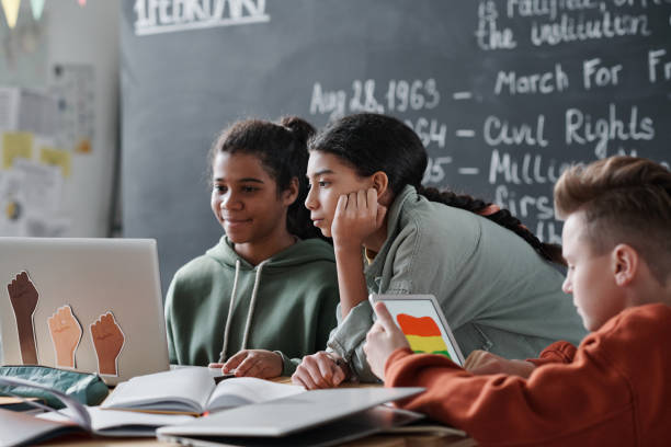 istock Children preparing for lesson online using laptop 1818422640