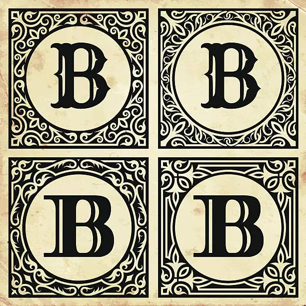 Vector illustration of Old Paper with Decorative Letter B