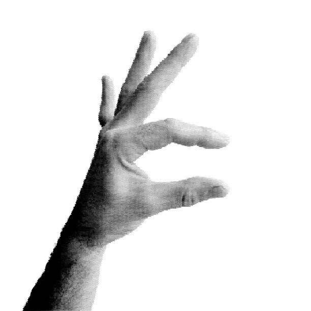 istock Halftone dotted hand for trendy y2k retro collage. Vector textured male arm 1818437018