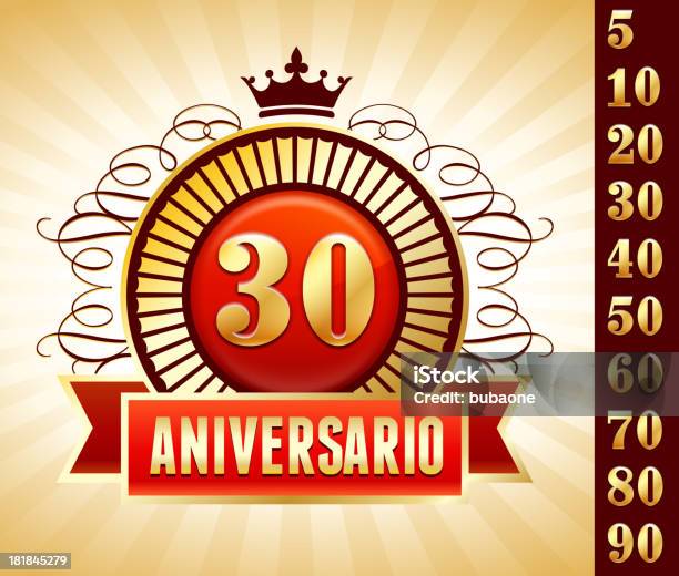 Langue Espagnole Anniversaire Badges Rouge Vectorielles Libres De Droits Vecteurs libres de droits et plus d'images vectorielles de 30-34 ans