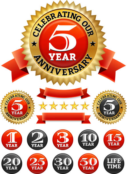 Custom Anniversary Badges Red and Gold Collection Custom Anniversary Badges Red and Gold Collection  number 58 stock illustrations