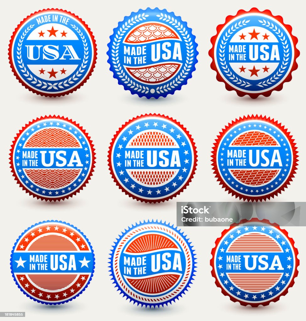 Made in the USA patriotic buttons set American Flag stock vector