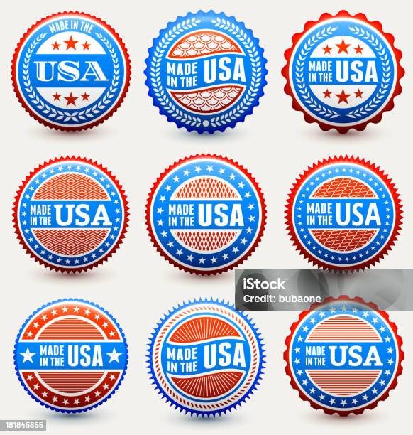 Made In The Usa Patriotic Buttons Set Stock Illustration - Download Image Now - American Flag, Circle, At The Edge Of