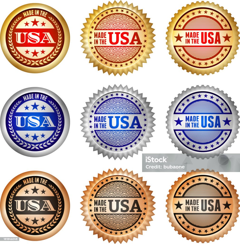 En los Estados Unidos Patriótica estadounidense conjunto de botones - arte vectorial de Apoyar libre de derechos