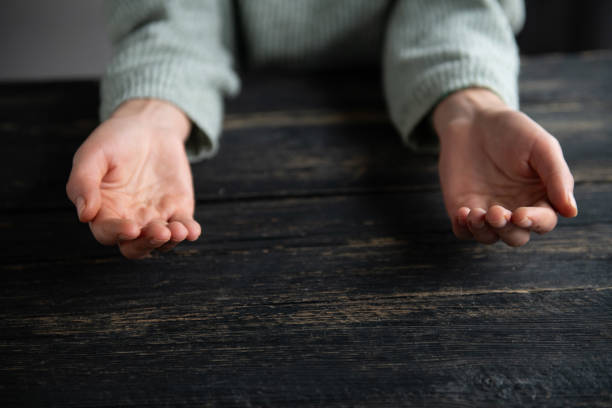 istock Hands palms together receiving or giving gesture 1818461137