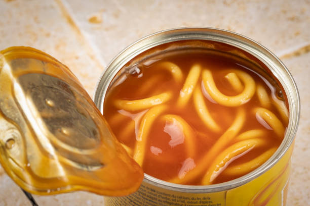 istock can of spaghetti with tomato sauce, close-up 1818468831