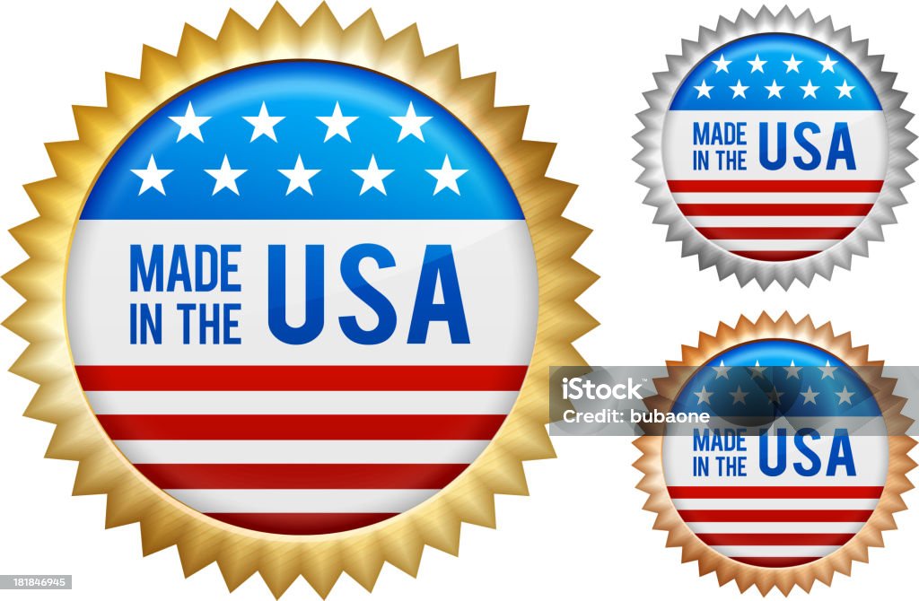 Made in the USA patriotic buttons set American Flag stock vector