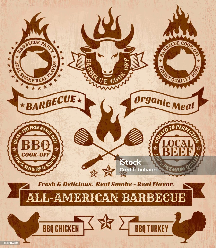 Sommer-Barbecue lizenzfreie vektor icon-set - Lizenzfrei Bulle - Männliches Tier Vektorgrafik