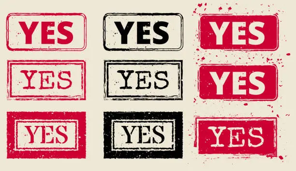 Vector illustration of Yes Vector Rubber Stamp Collection