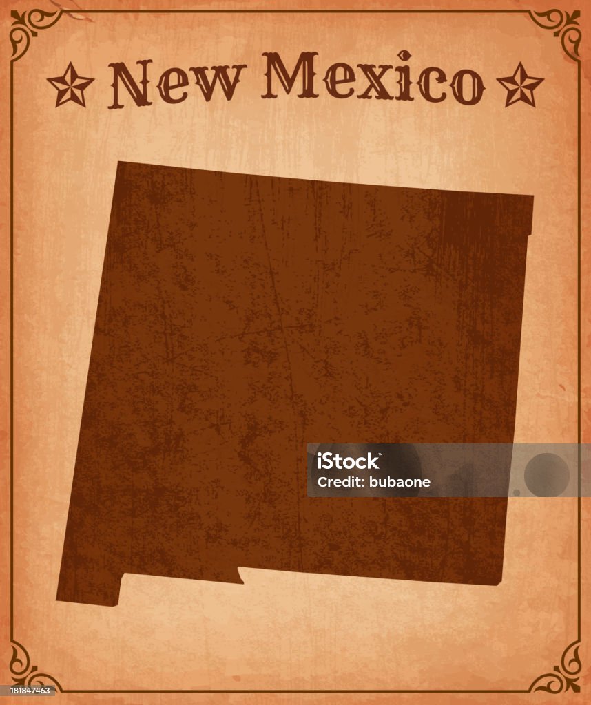 Nuevo México Mapa de Grunge con bastidor - arte vectorial de Anticuado libre de derechos