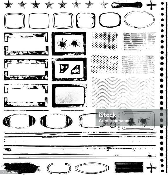 Diverses Formes De Grunge Noir Et Blanc Vecteurs libres de droits et plus d'images vectorielles de Bordure - Bordure, Déchets, Abstrait