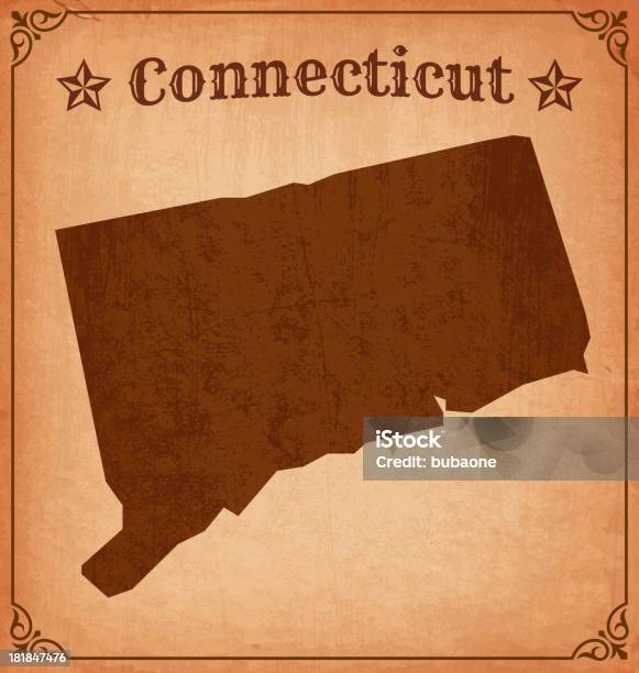 Connecticut Grunge Map With Frame Stock Illustration - Download Image Now - American Culture, Border - Frame, Brown