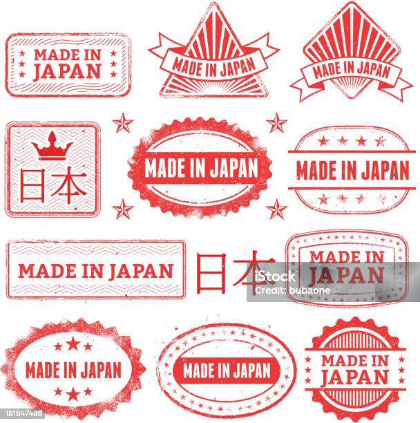 In Giappone Grunge Set Di Badge - Immagini vettoriali stock e altre immagini di Giappone - Giappone, Industria, A forma di stella