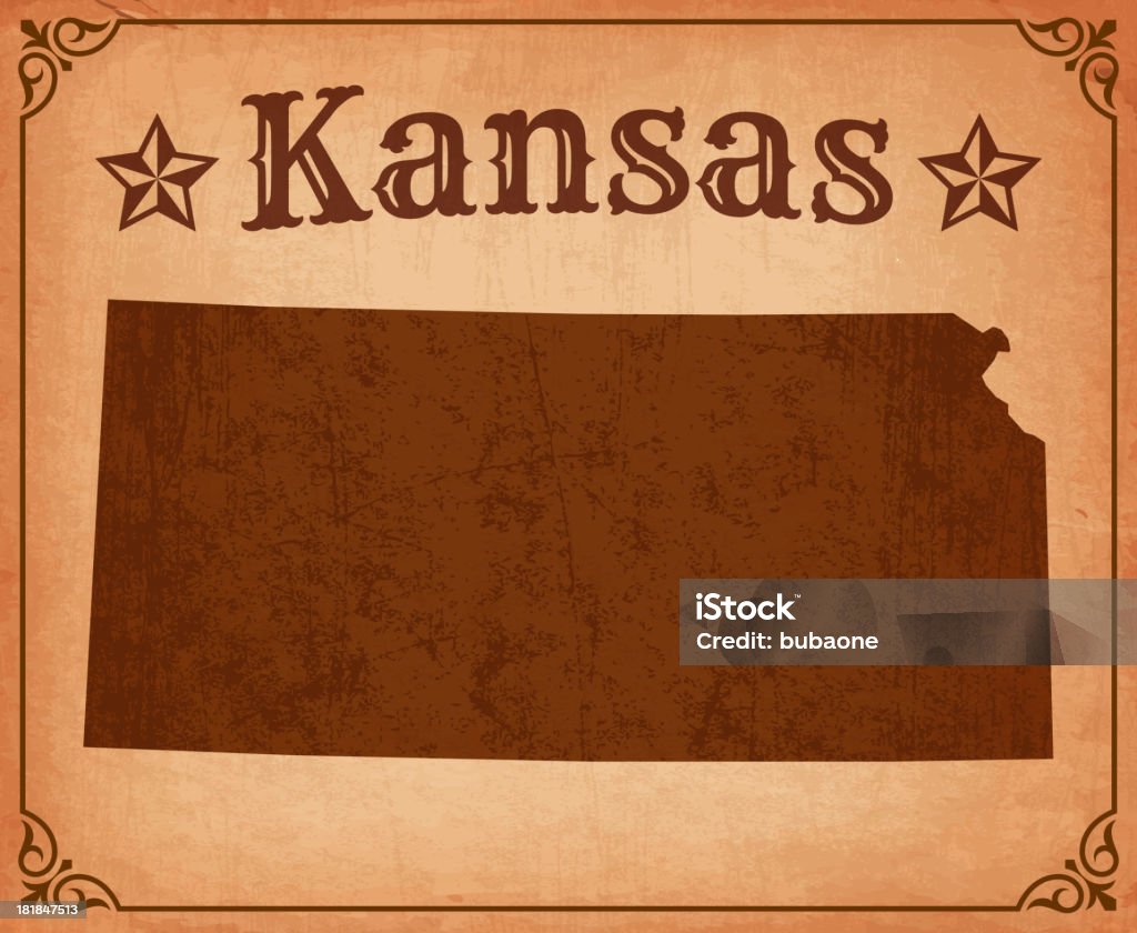 Photo de l'État du Kansas de carte de grunge avec image. - clipart vectoriel de Carte libre de droits