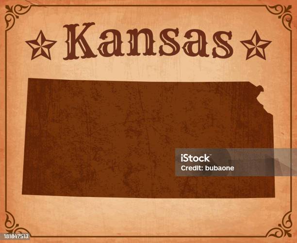 Photo De Létat Du Kansas De Carte De Grunge Avec Image Vecteurs libres de droits et plus d'images vectorielles de Carte