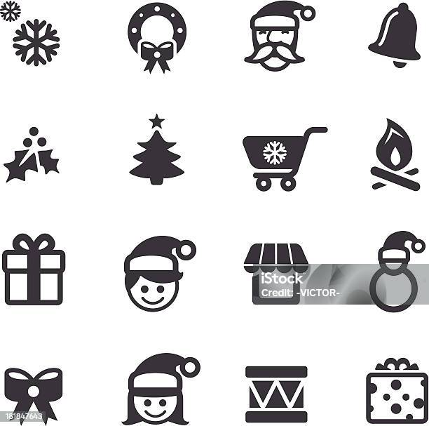 Christmas Element Icons Acme Series Stock Illustration - Download Image Now - Black Color, Holly, White Color