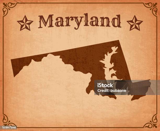 Мэриленд Гранж Карта С Рамкой — стоковая векторная графика и другие изображения на тему Американская культура - Американская культура, Антисанитарный, Бумага