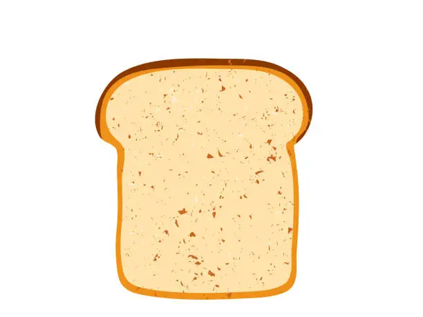 Vector illustration of Toast slice vector illustration isolated on white background. Top view. Single slice of lightly toasted white bread