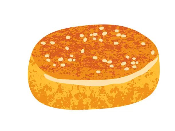 Vector illustration of Hamburger bun with sesame vector illustration isolated on white background. Burger loaf