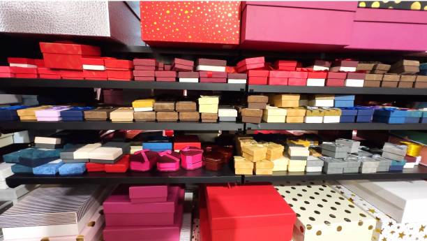 istock Colorful gift boxes in a shopping center 1818487325