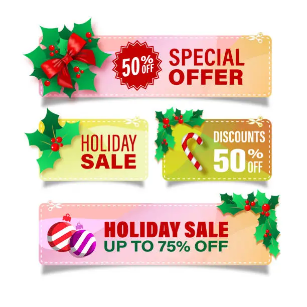 Vector illustration of Chrismas themed coupons and special offer savings
