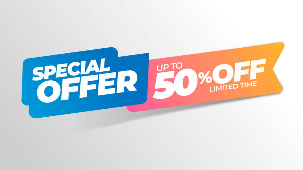 sale discount banner template. promotion offer 50% discount. vector graphic resources for ads design and all kind of product marketing. - alejandro meerapfel 幅插畫檔、美工圖案、卡通及圖標