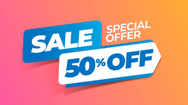 sale discount banner template. promotion offer 50% discount. vector graphic resources for ads design and all kind of product marketing. - alejandro meerapfel 幅插畫檔、美工圖案、卡通及圖標