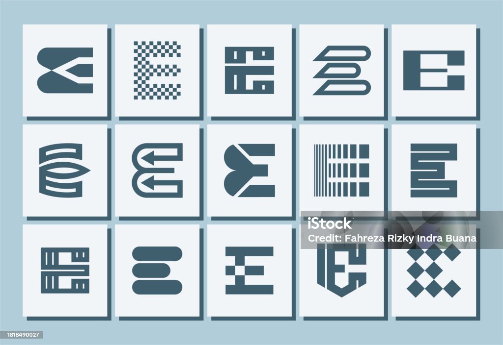 E Symbol Vector Simple Line Abstract Letter E Branding Symbol Design Set Stock ...