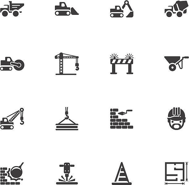 construction icons Illustration of construction icons on the white. construction skyscraper machine industry stock illustrations