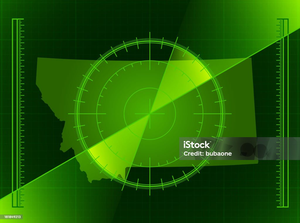 Зеленый радар экран и карта штата Монтана - Векторная графика Авиадиспетчер роялти-фри