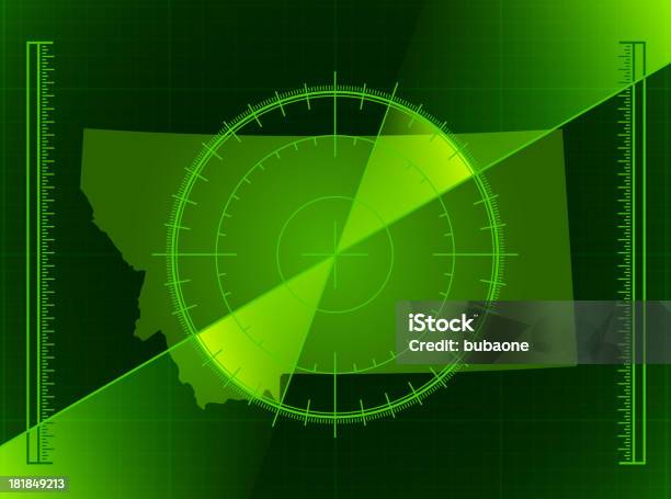 Зеленый Радар Экран И Карта Штата Монтана — стоковая векторная графика и другие изображения на тему Авиадиспетчер - Авиадиспетчер, В стиле минимализма, Векторная графика