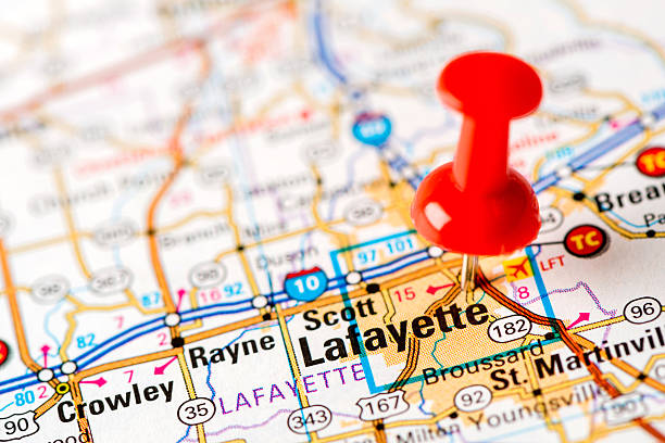 istock US capital cities on map series: Lafayette, LA 181849707
