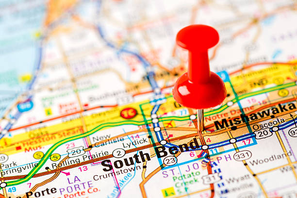 istock US capital cities on map series: South Bend, Indiana 181849729