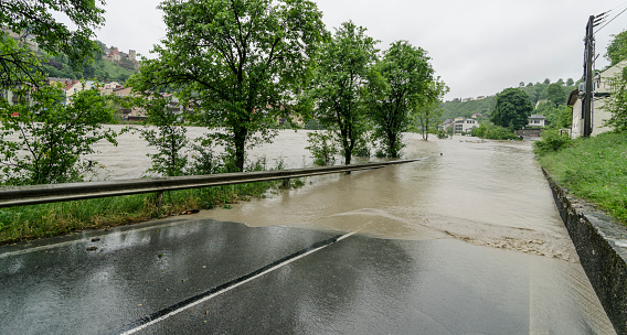 floodding street in Austria (Hochburg-Ach)